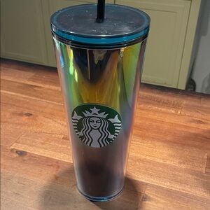🩵2/$20 Starbucks Holographic Blue Tumbler with Lid